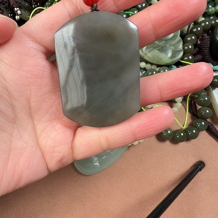 和田玉颈饰银S925镶嵌