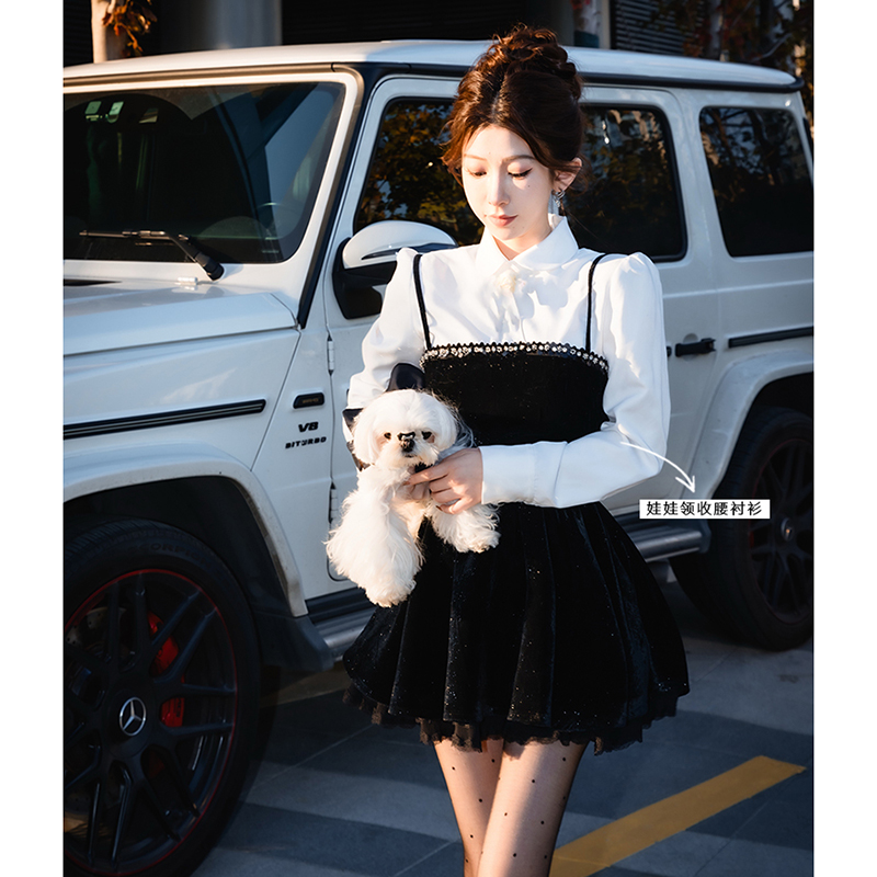 小雨姐姐【语柔衬衣】休闲时尚娃娃领收腰显瘦打底内搭衬衫冬季新款