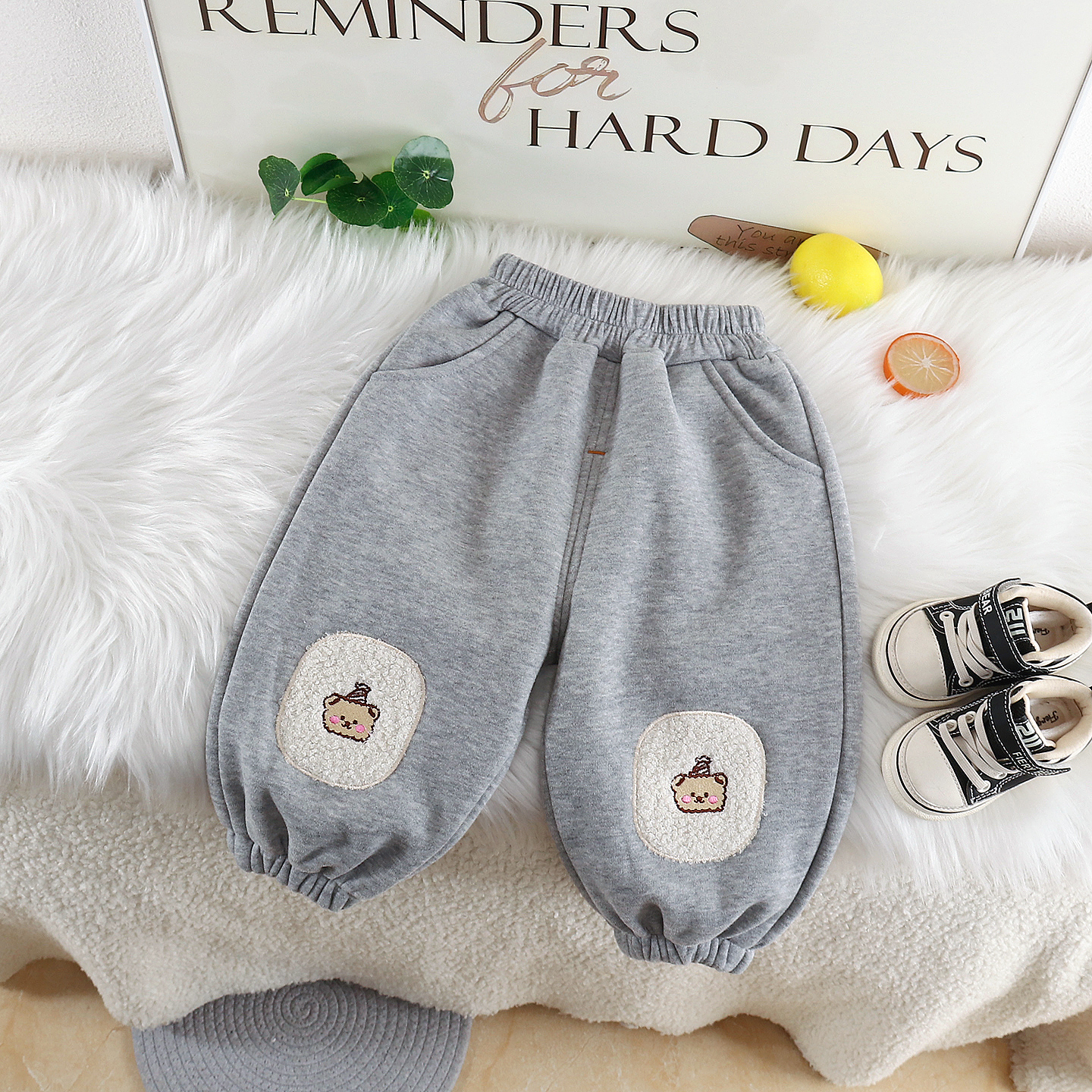 儿童秋冬男宝加绒卫裤