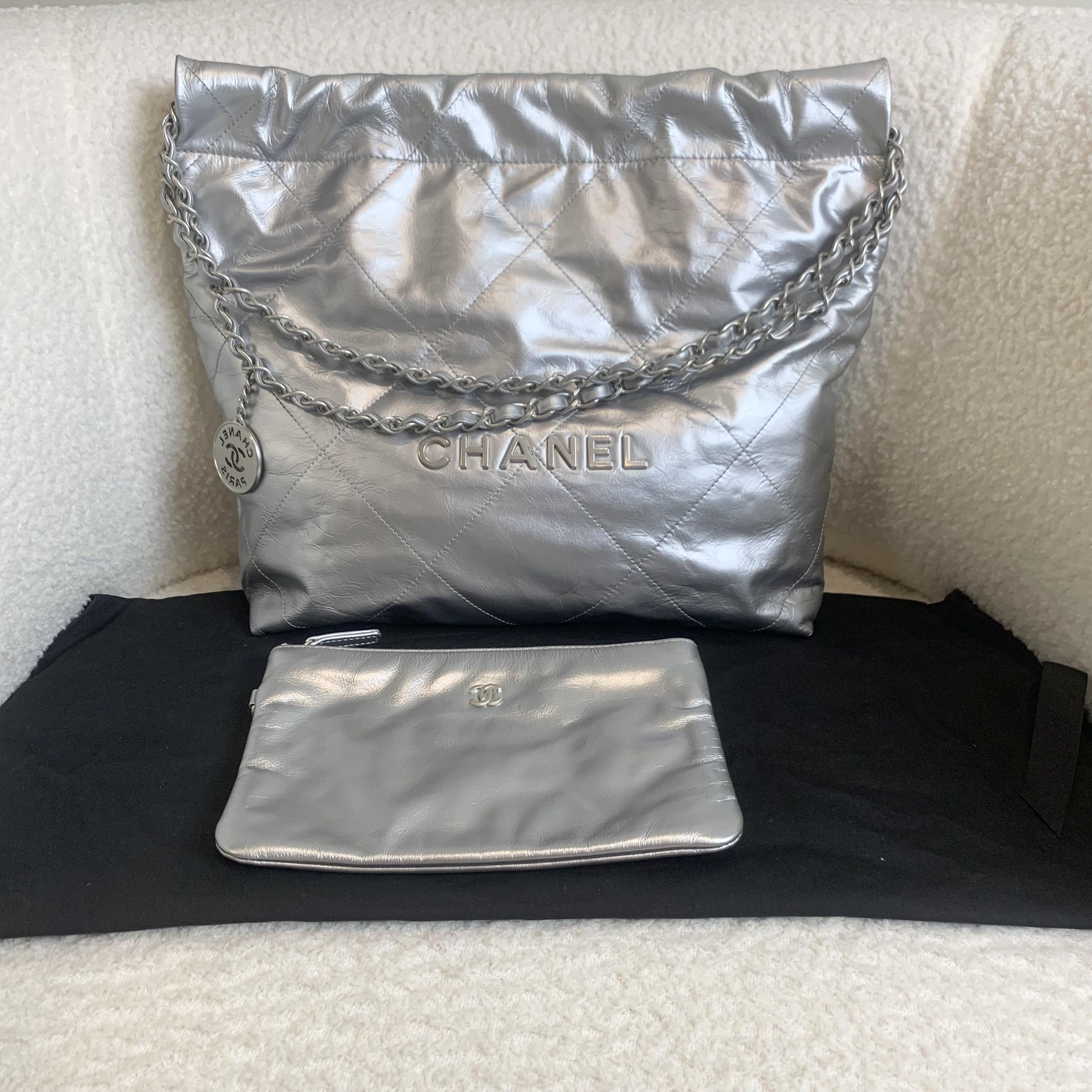 99新 Chanel/香奈儿 壹臻/22A银色22bag小号 29268575