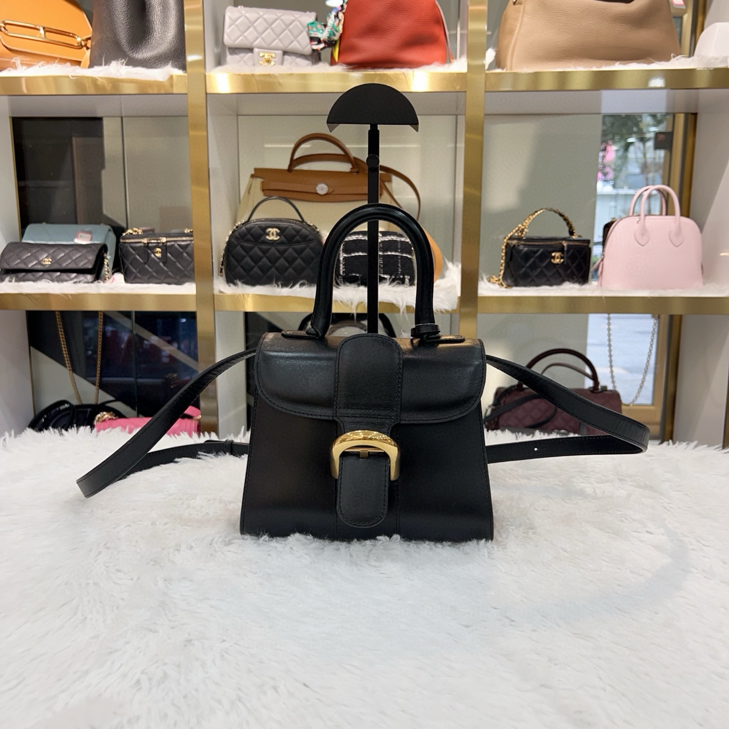 99新 Delvaux/德尔沃 德尔沃Delvaux小号黑金斜挎包