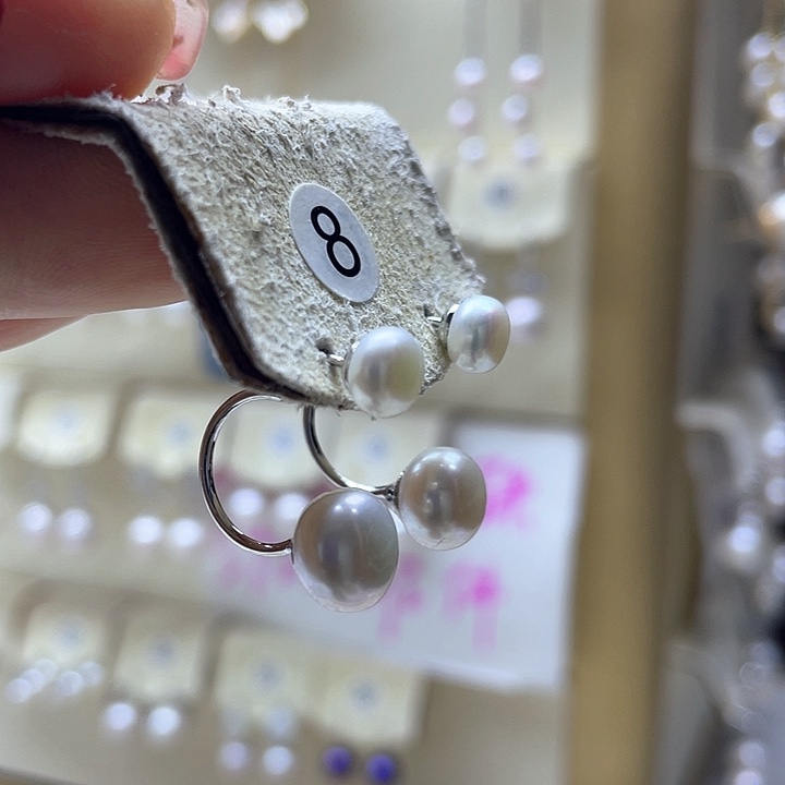 淡水珍珠耳饰银S925镶嵌