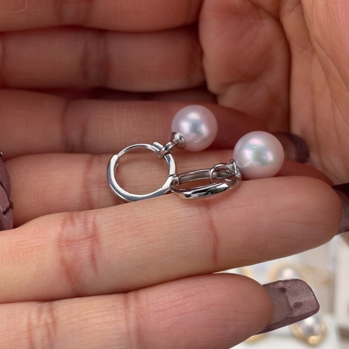 海水珍珠耳饰银S925镶嵌