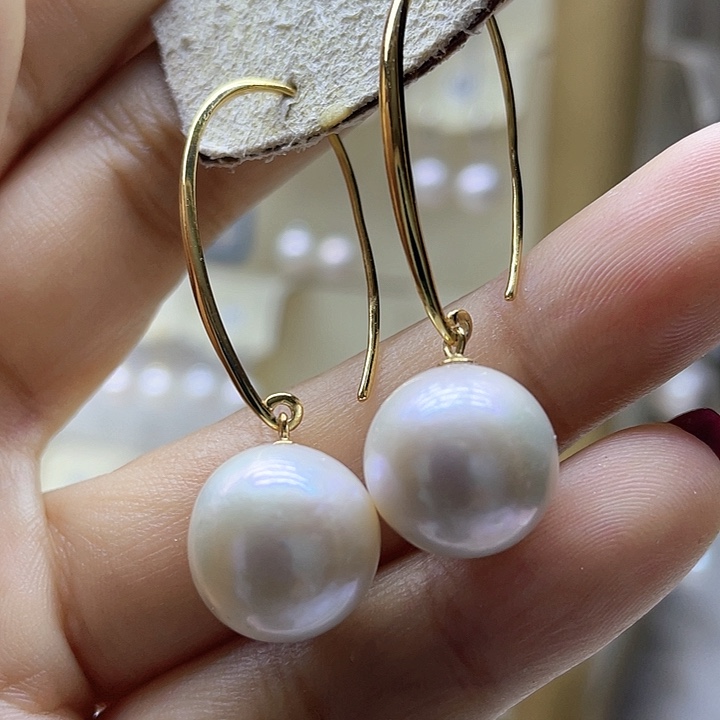 淡水珍珠耳饰银S925镶嵌