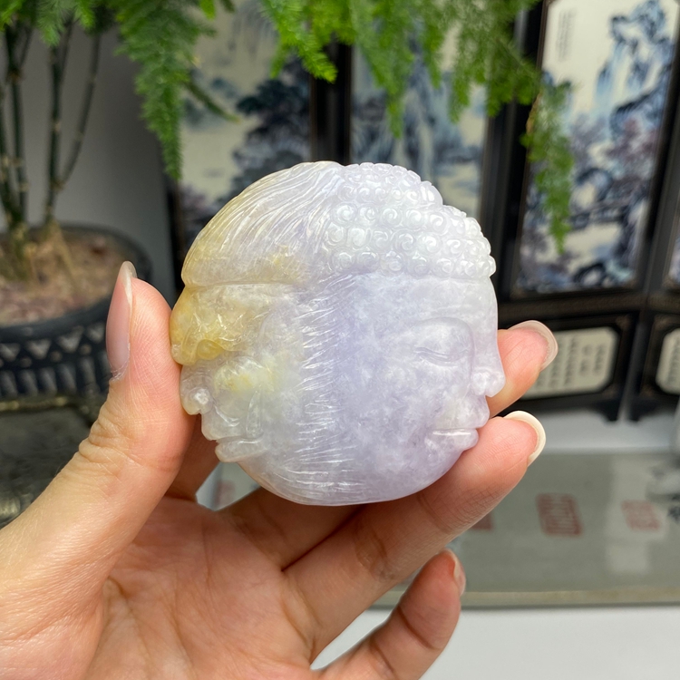 紫罗兰黄翡一念之间挂件 天然翡翠A货