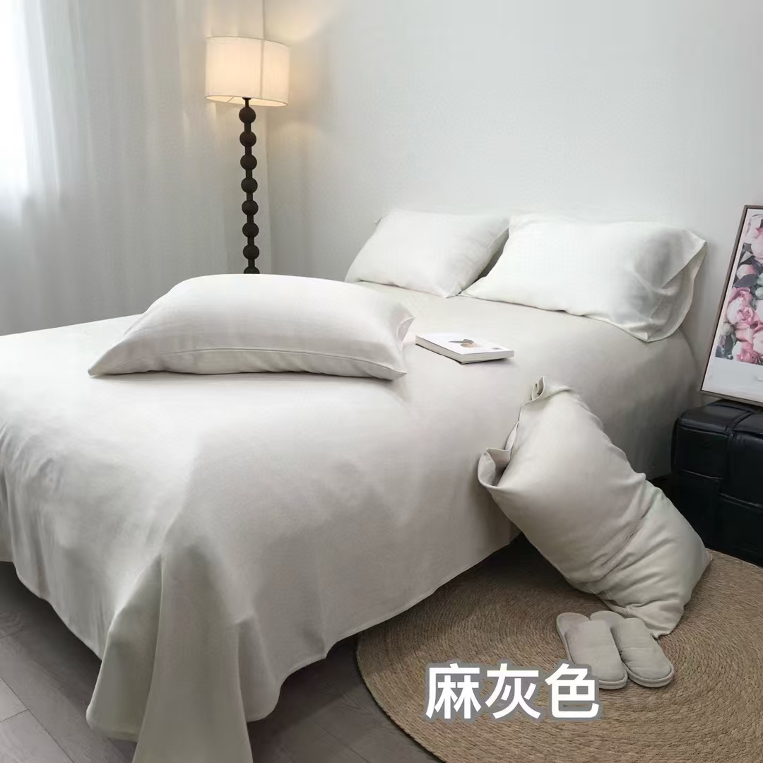 C882外贸尾单【加厚亚麻竹纤维】2.3*2.5床单枕套三件套柔软亲肤
