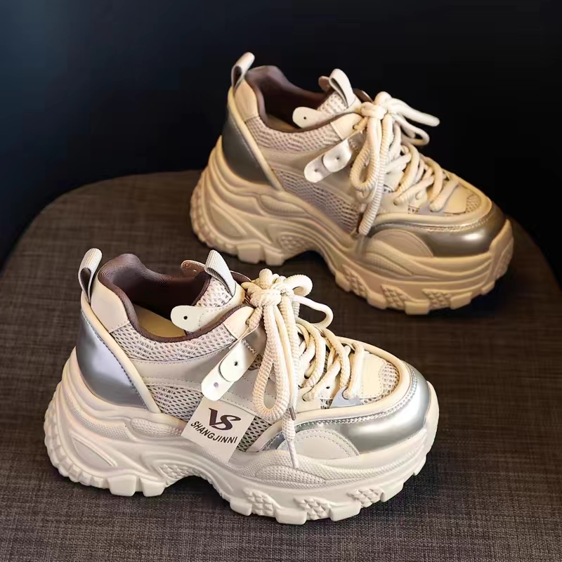 复古老爹鞋女2025春季新款欧洲站欧货潮鞋子厚底8公分内增高女鞋