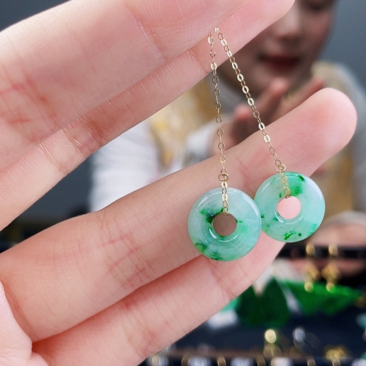 翡翠耳饰18K金镶嵌饰品