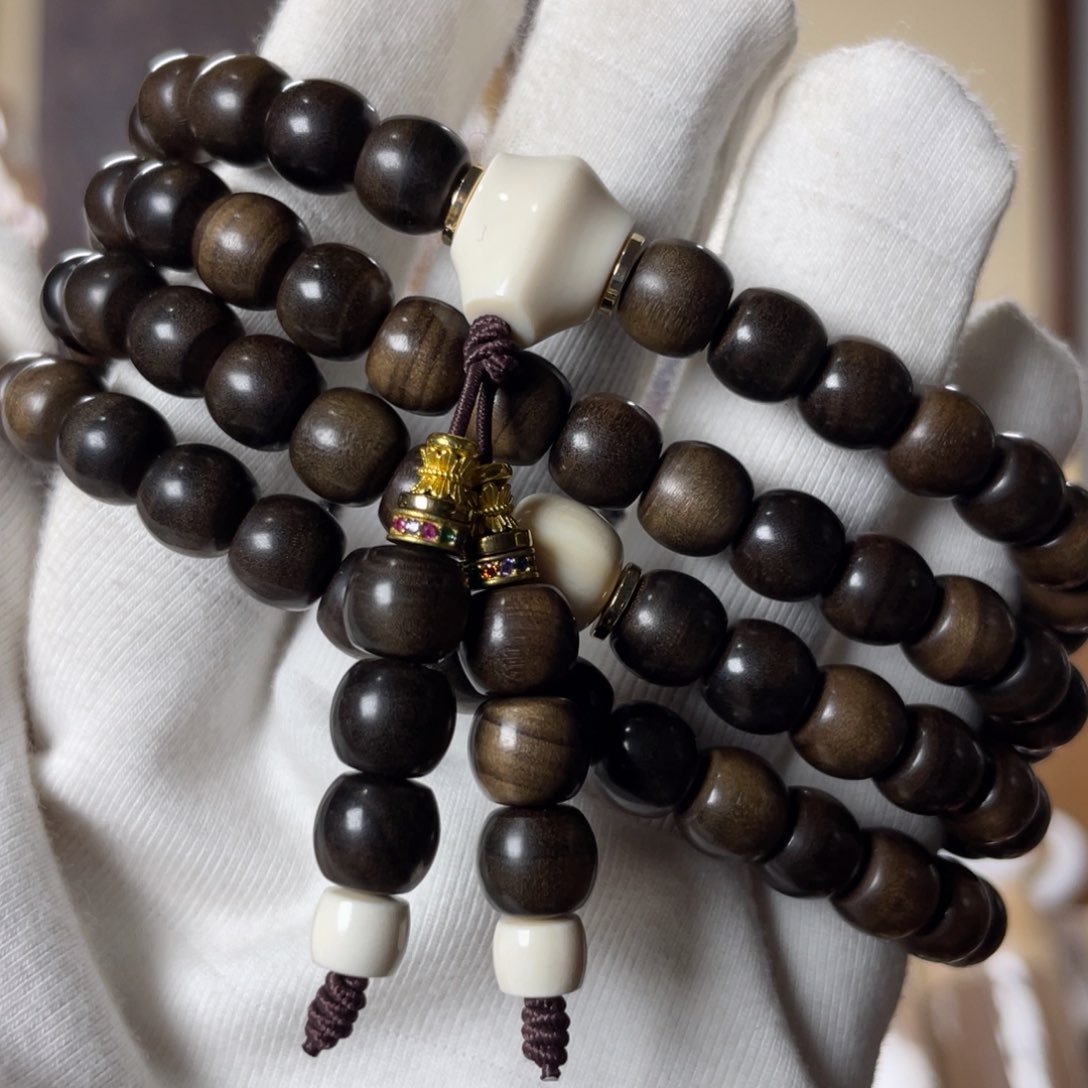 檀香木手串/手链老山檀香老料横纹阴沉7×8×108