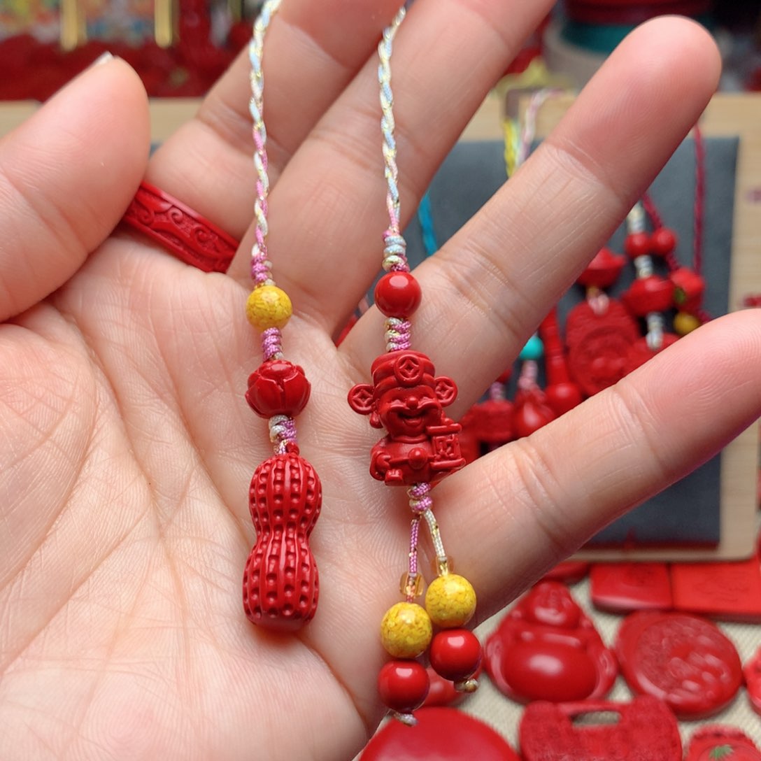 天然辰砂工艺品朱砂手机坠