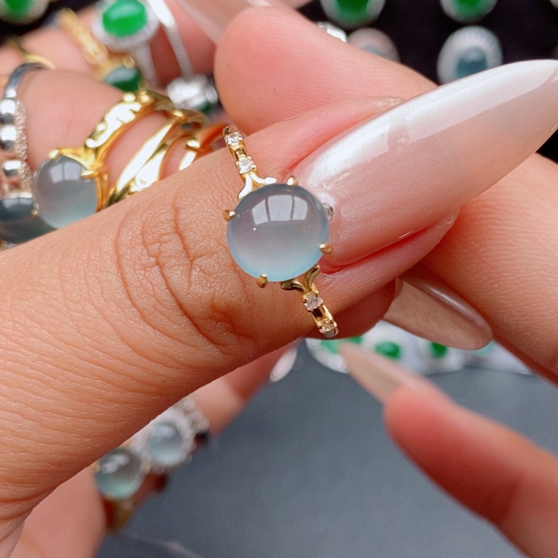 翡翠戒指银S925镶嵌55474