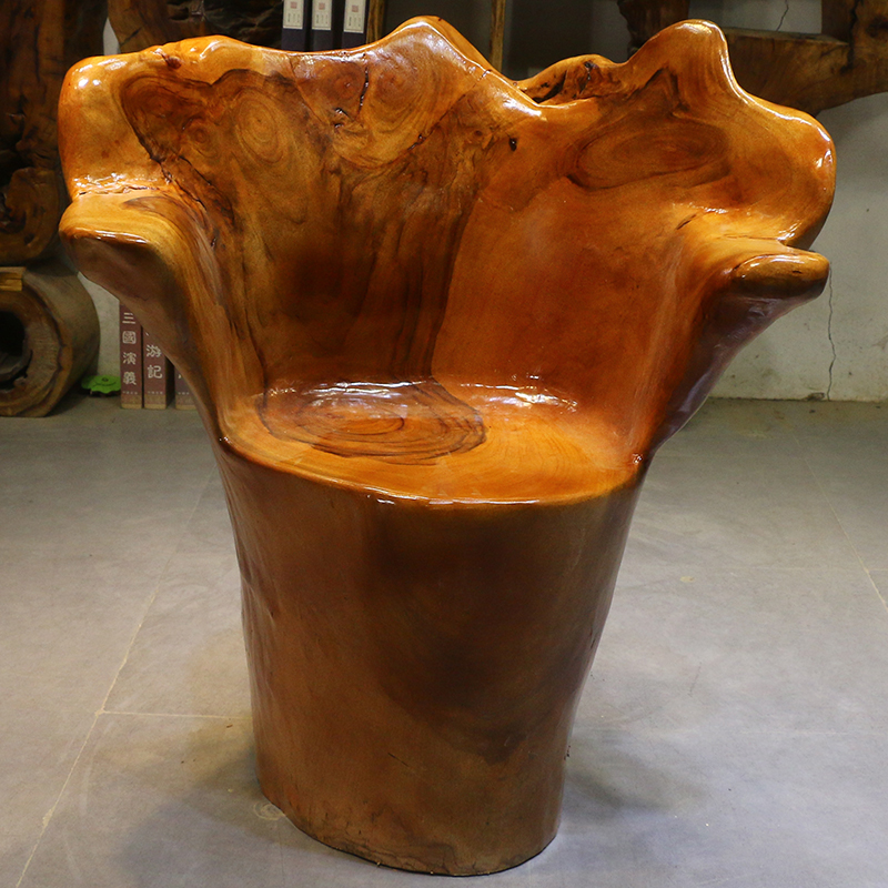 根雕靠背椅树桩木头香樟木原木墩子树凳根雕凳子木桩木墩MP10605