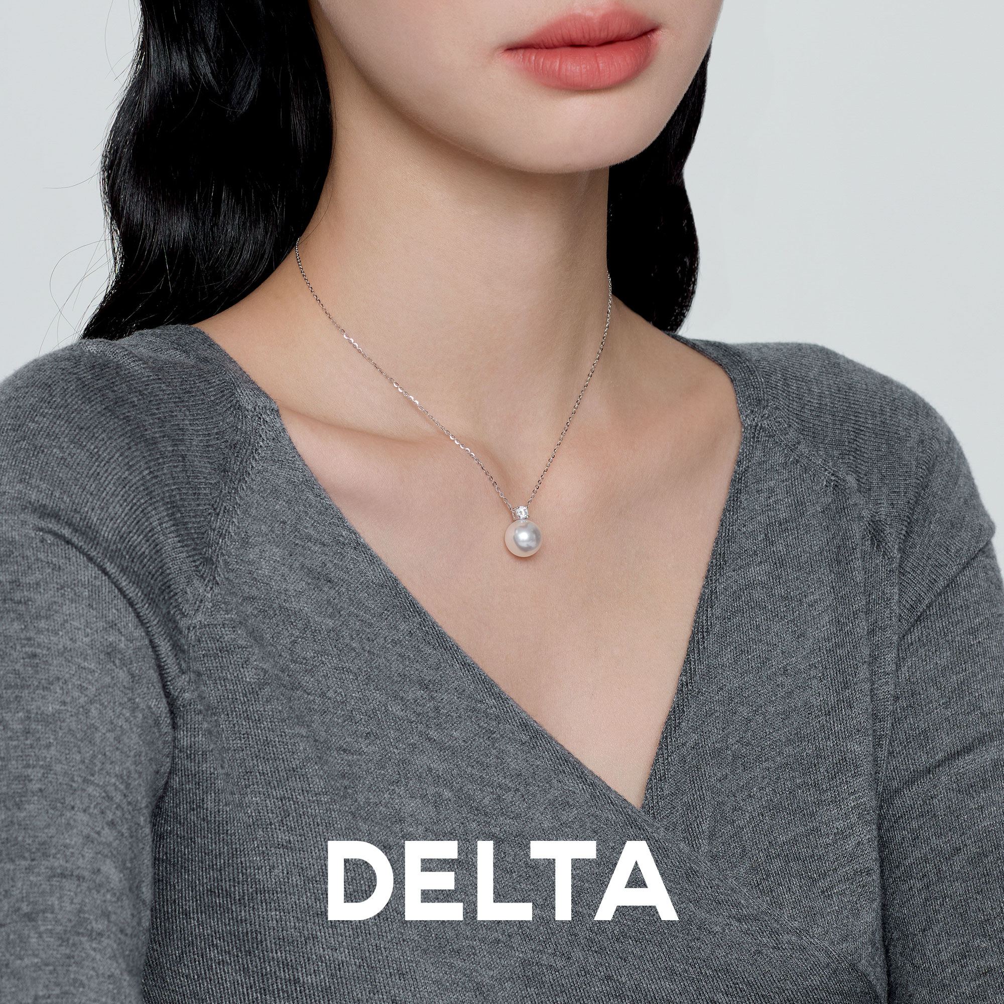 DELTA 坠链均925银仿珍珠 戴妃珍珠项链轻奢精致锁骨链满天星叠戴