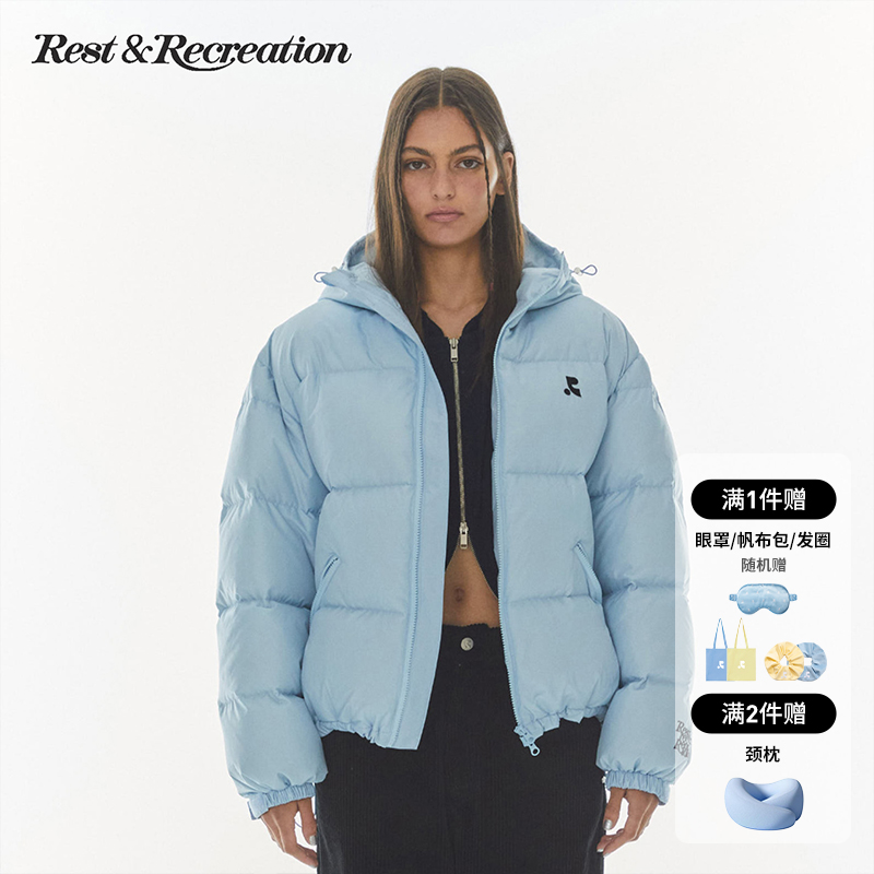 RestandRecreation官方连帽抽绳刺绣羽绒服面包服RR冬季保暖