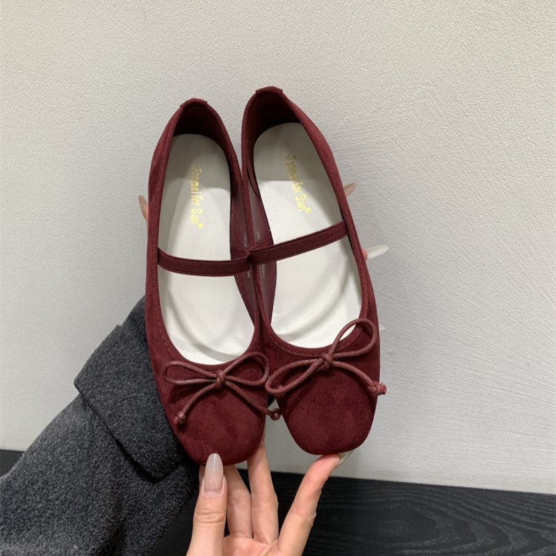 小香风蝴蝶结平底单鞋女软底玛丽珍鞋配裙子晚晚鞋