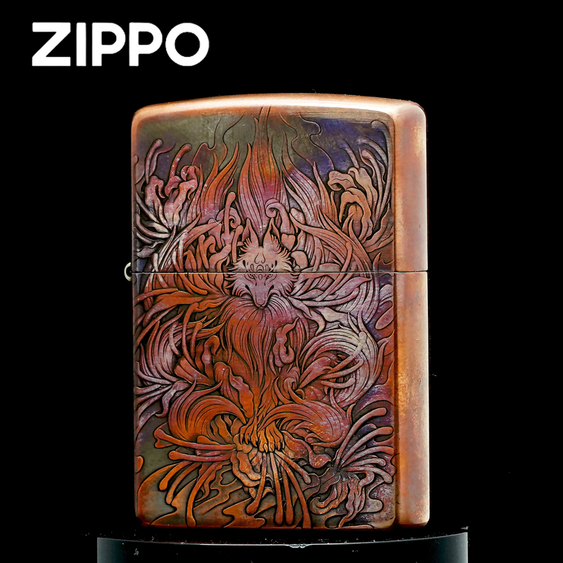 zippo正品打火机/纯紫铜九尾狐-雕刻男士防风收藏DY9920DK【凯亚1