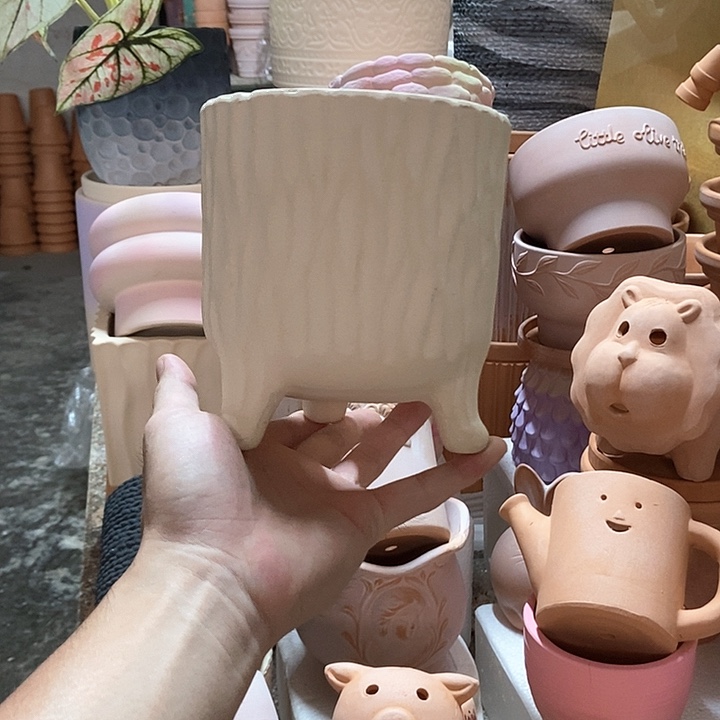 13×14三脚树纹盆 粗陶1个