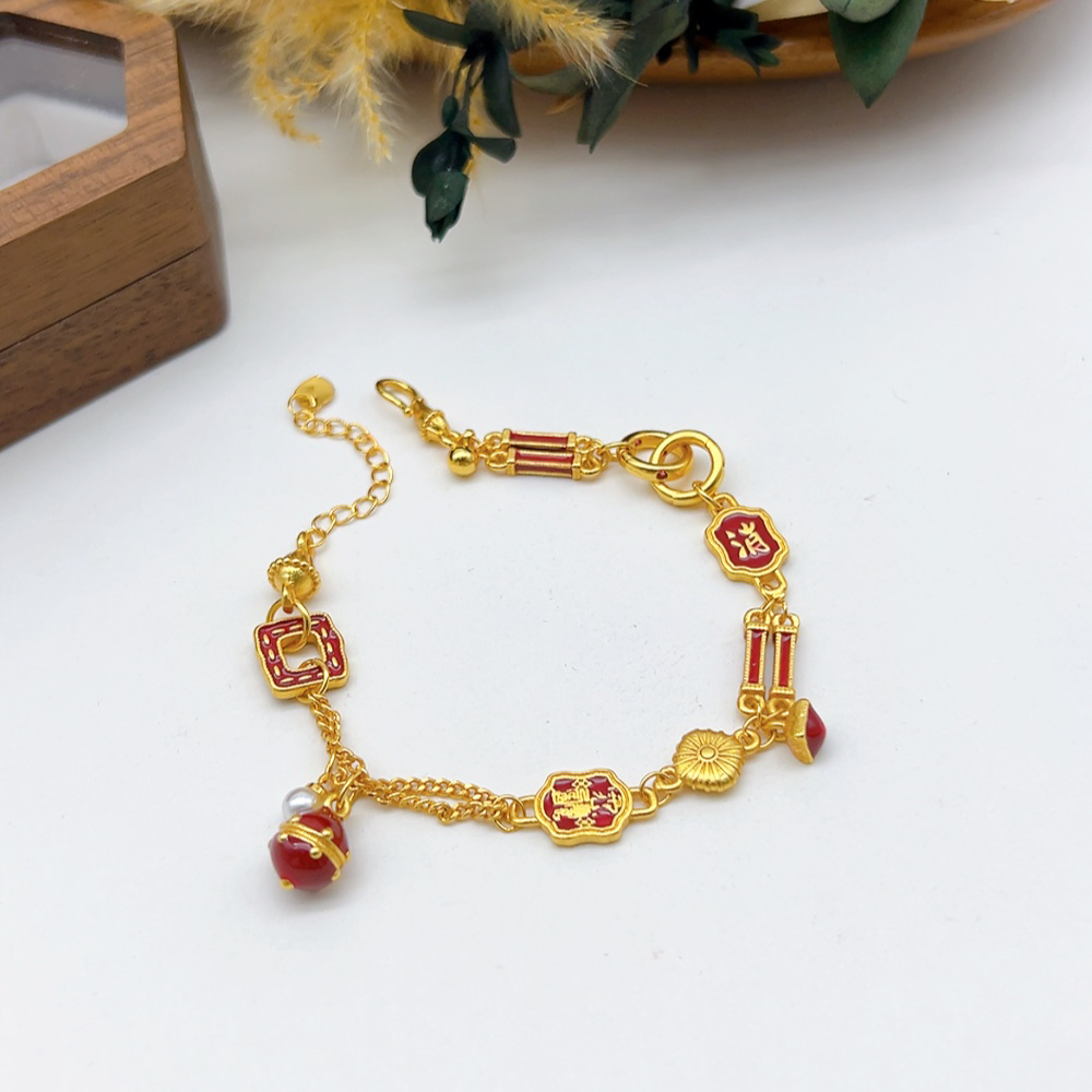 铜合金手链 02688 HOA 红色滴油吉言手链 长度16.5+3.5cm左右