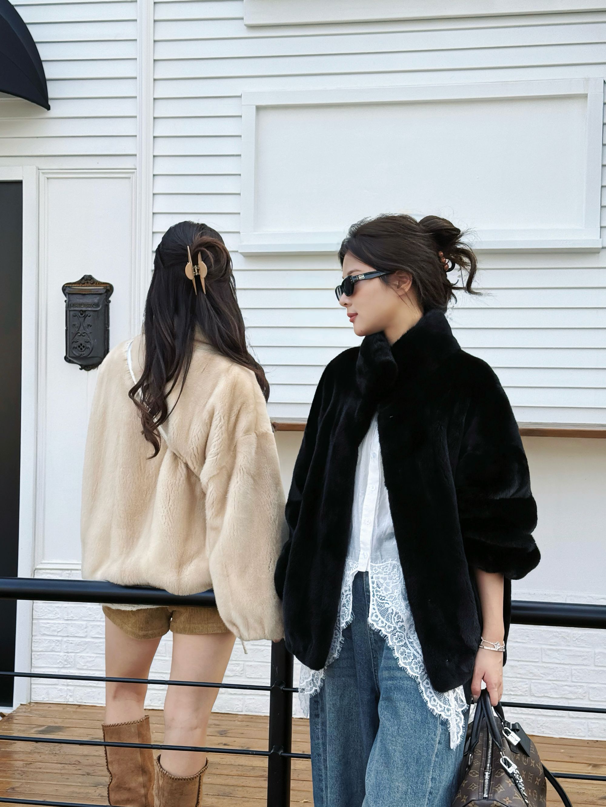 KK【本命水貂】进口天鹅绒短二立翻领松弛感水貂皮草外套SD6865