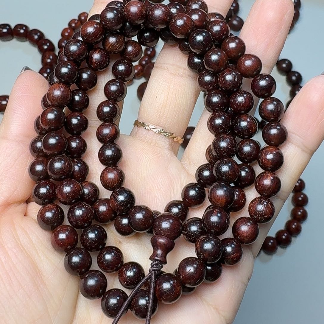 小叶紫檀 檀香紫檀07圆108精工老料原生态