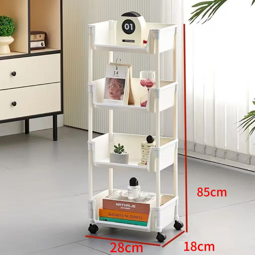 4层置物架收纳储物架移动推车带轮子书立宿舍卧室客厅阅读架