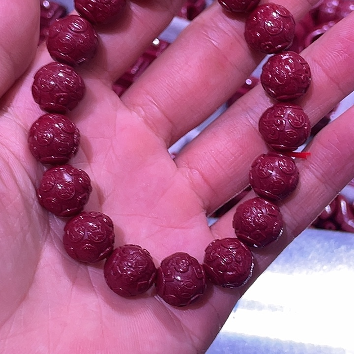 童***」天然辰砂佛钱币珠16颗送一颗