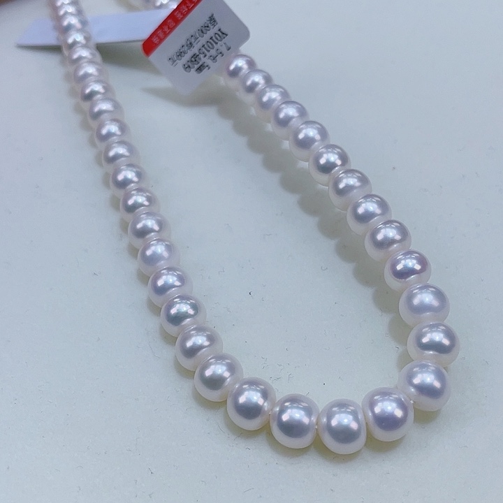 淡水珍珠7.5/8.5爆亮冷白炫彩近圆肉眼无暇银S925镶嵌