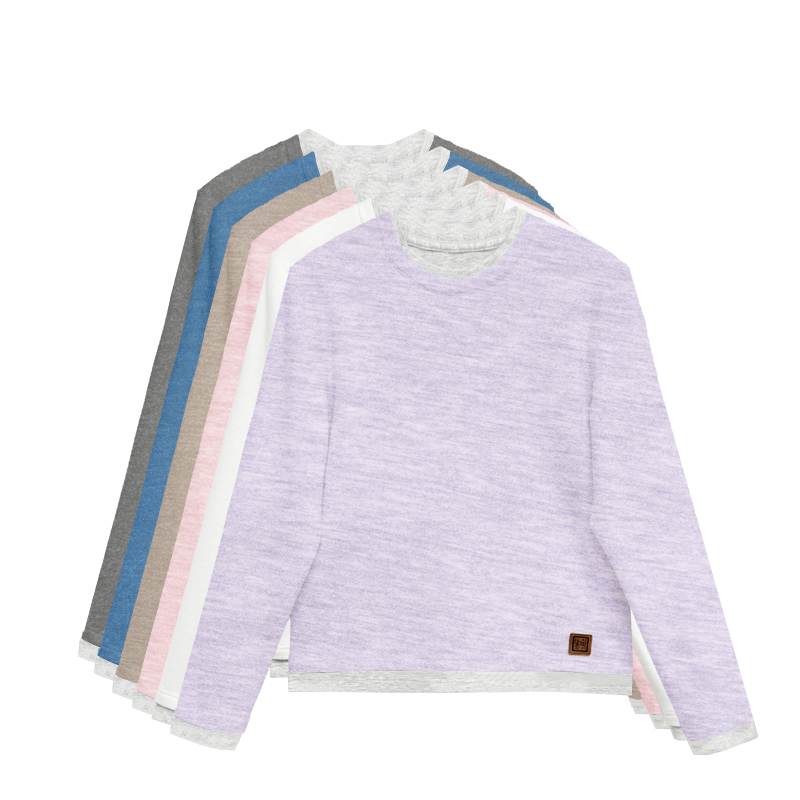 【橙庐】509400绵羊毛桑蚕丝弹力假两件打底衫 秋冬女保暖磨毛薄绒