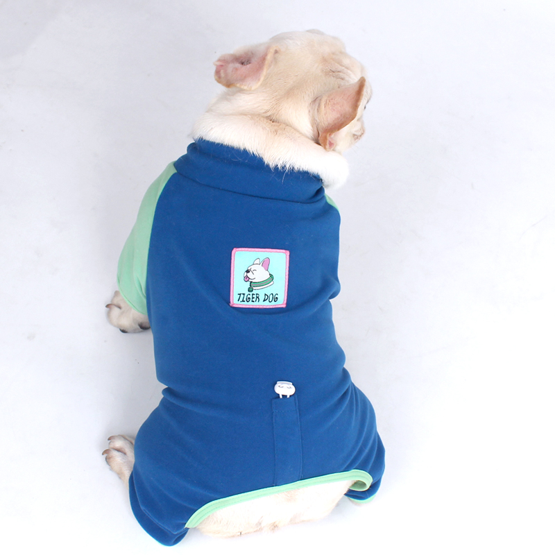 Tigerdog宠物打底衣包肚护肚款法斗巴哥短粗胖狗德绒保暖四脚衣服