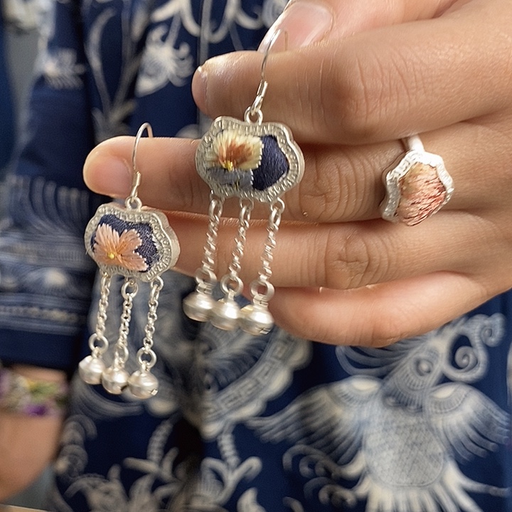 纯铜花岗石纯铜锡合金耳环