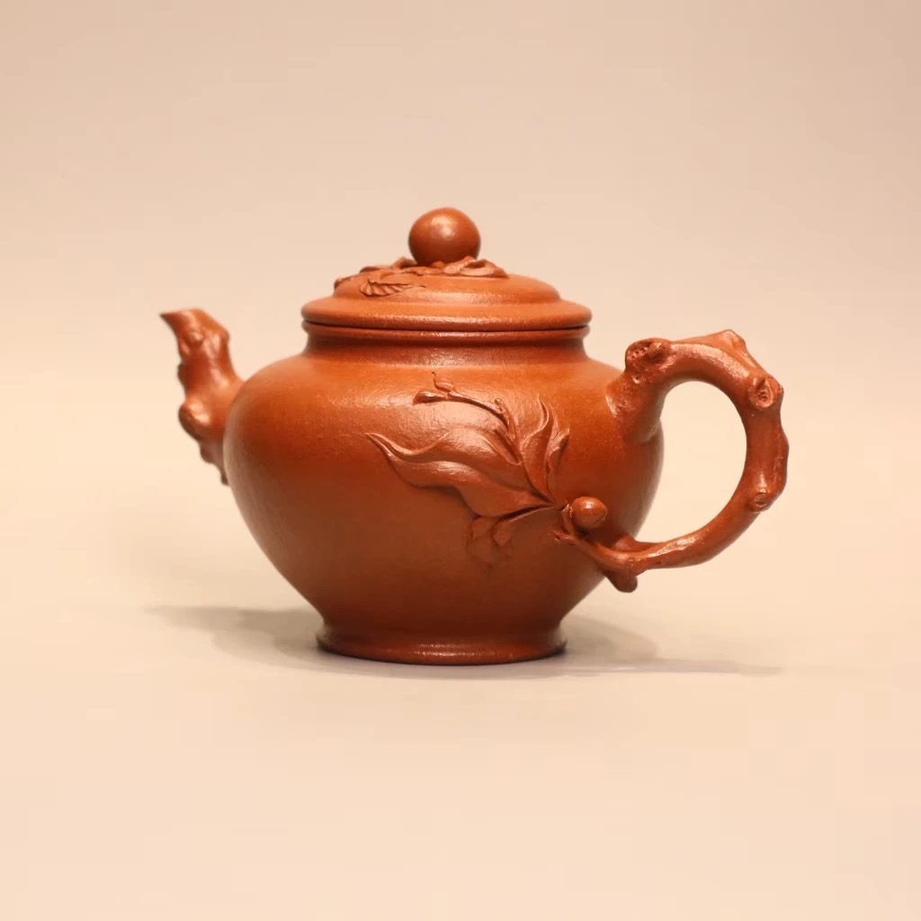 【桃报春】原矿红降坡宜兴手工紫砂壶220cc-33341