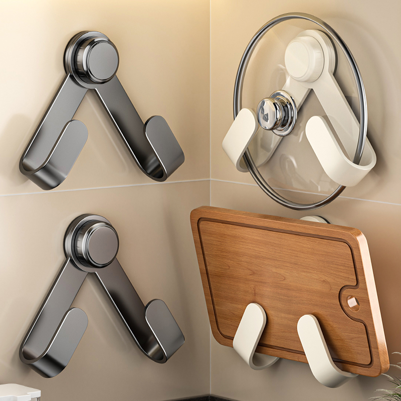 吸盘旋转锅盖架免打孔家用置物架收纳多功能挂架菜板架砧板架