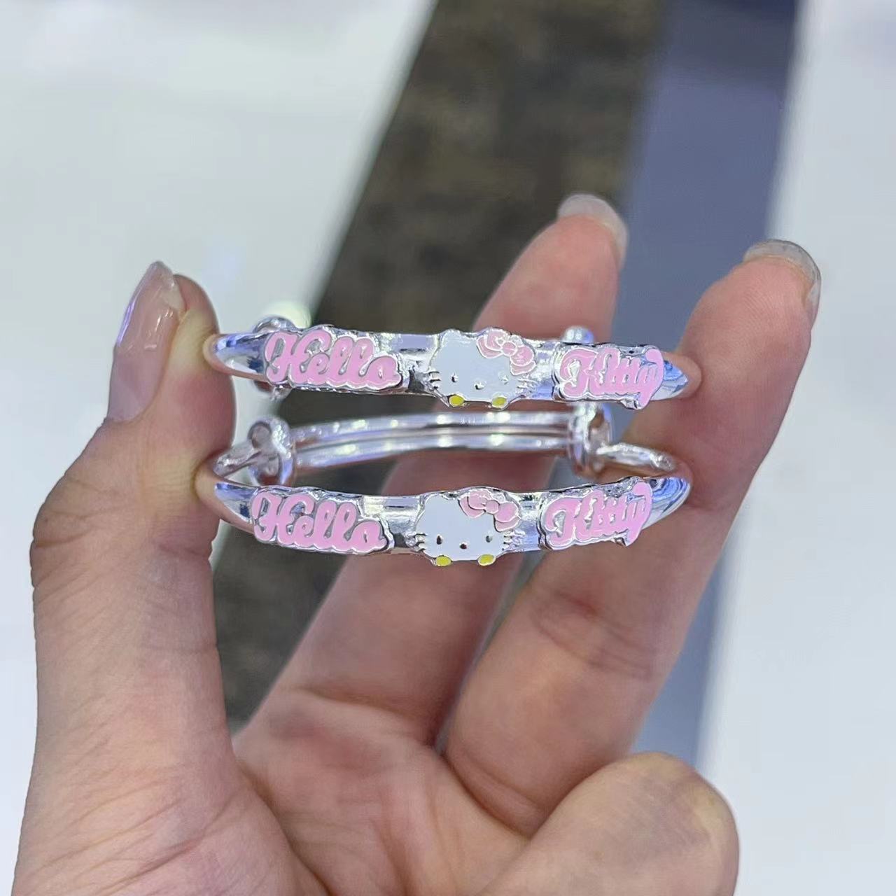 足银手镯 足银kt猫宝宝手镯 24