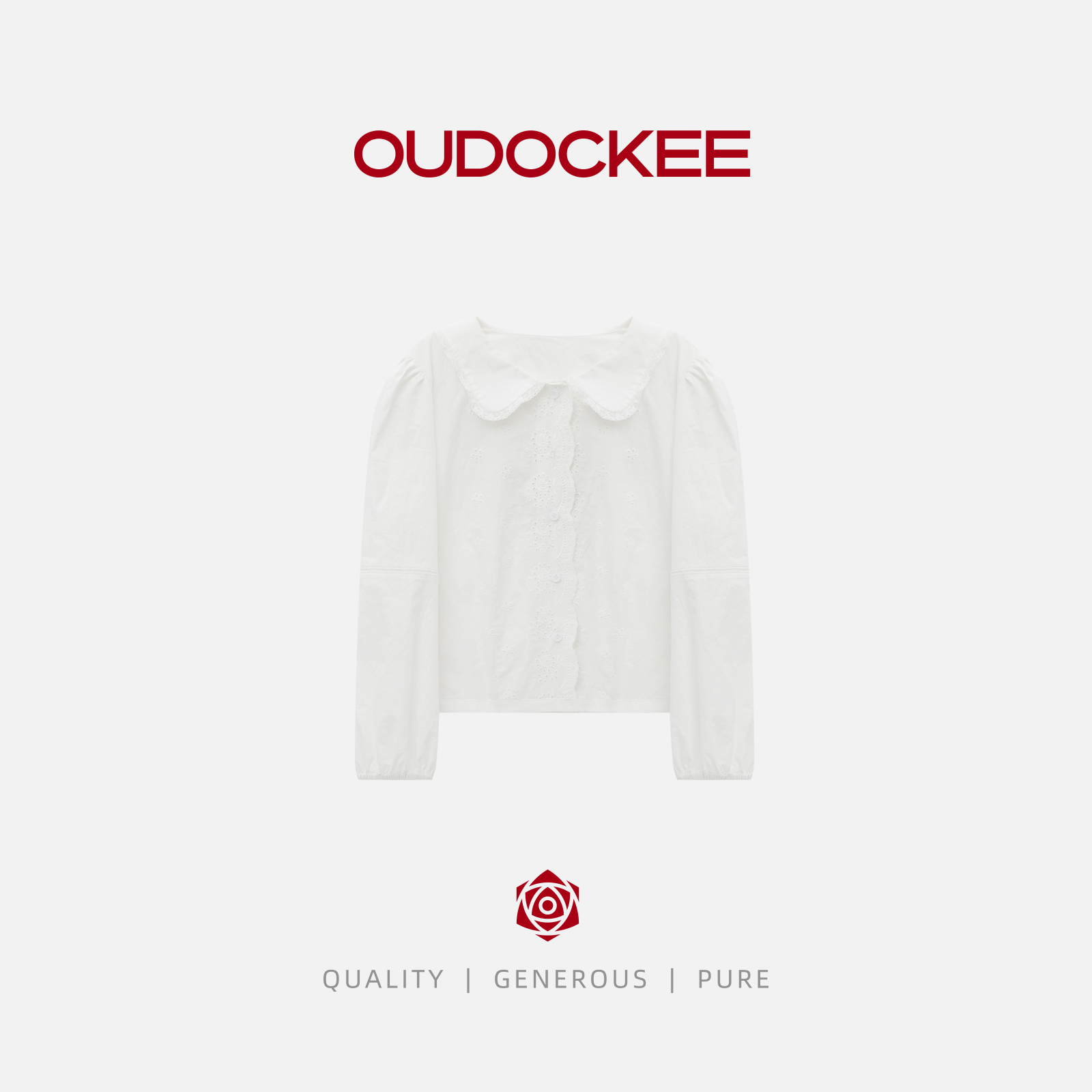 OUDOCKEE 鸥鸥 【100棉】棉花糖 春季纯色减龄娃娃领衬衫 CBAX2141T