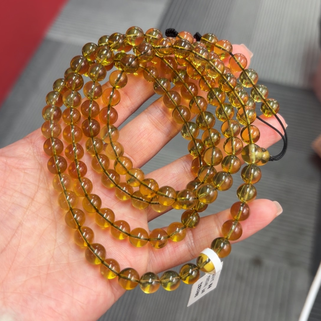 琥珀未镶嵌珠宝奇石7mm绿茶