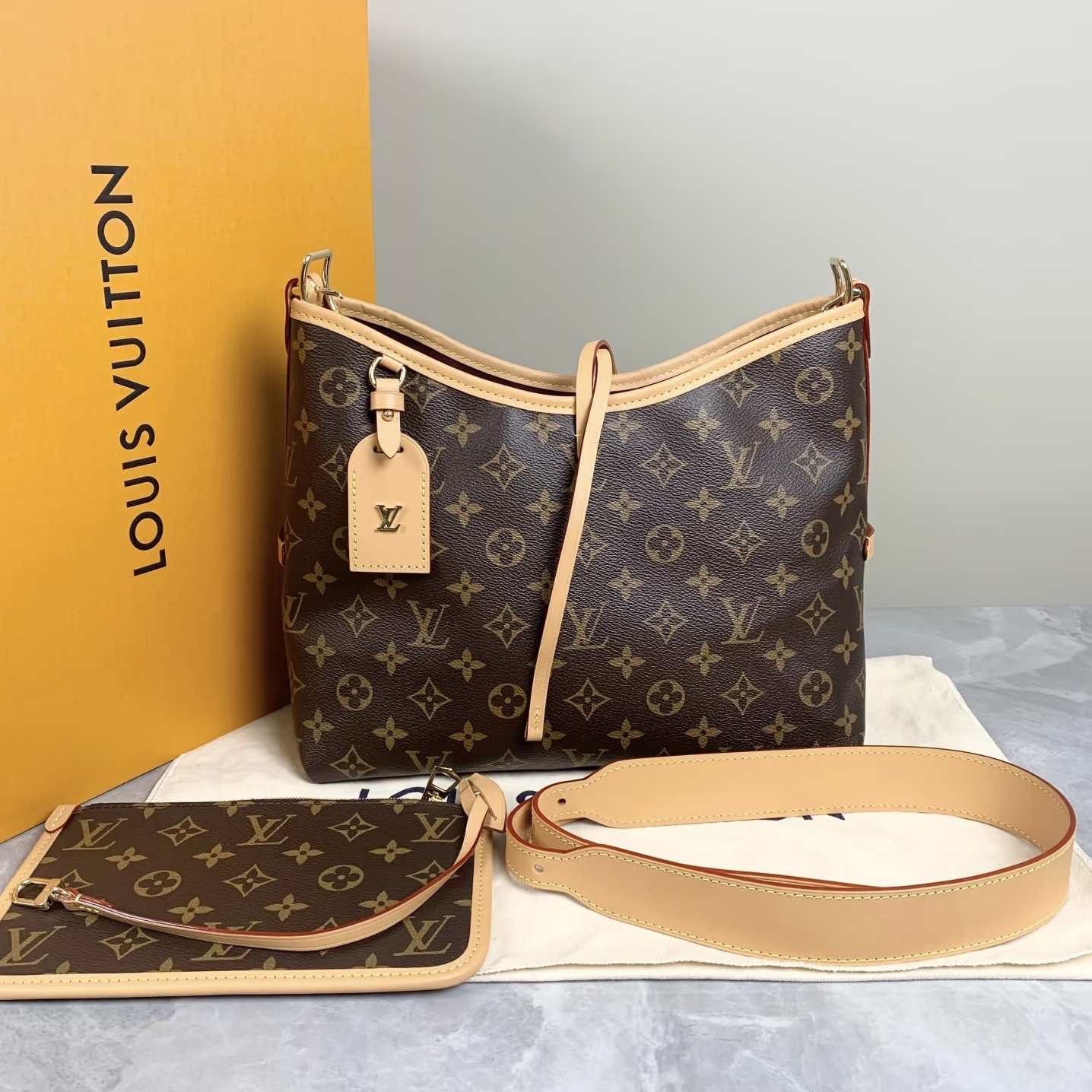 99新 LouisVuitton/路易威登 蔚蓝/ carryall小号 老花 子母袋