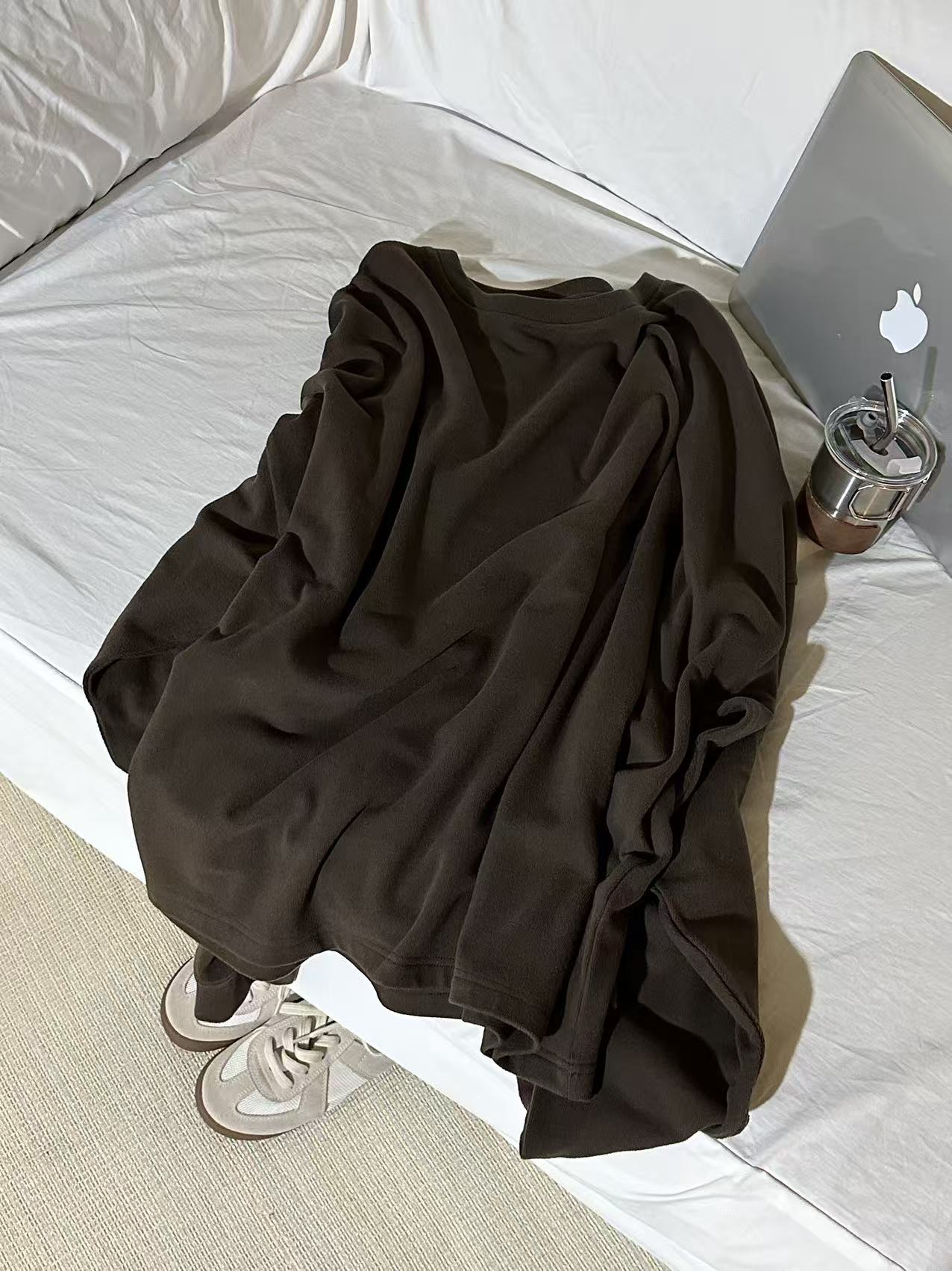 "栗子”  -  超舒适  绒感软糯自在宽松慵懒风磨毛长袖大版T 1319