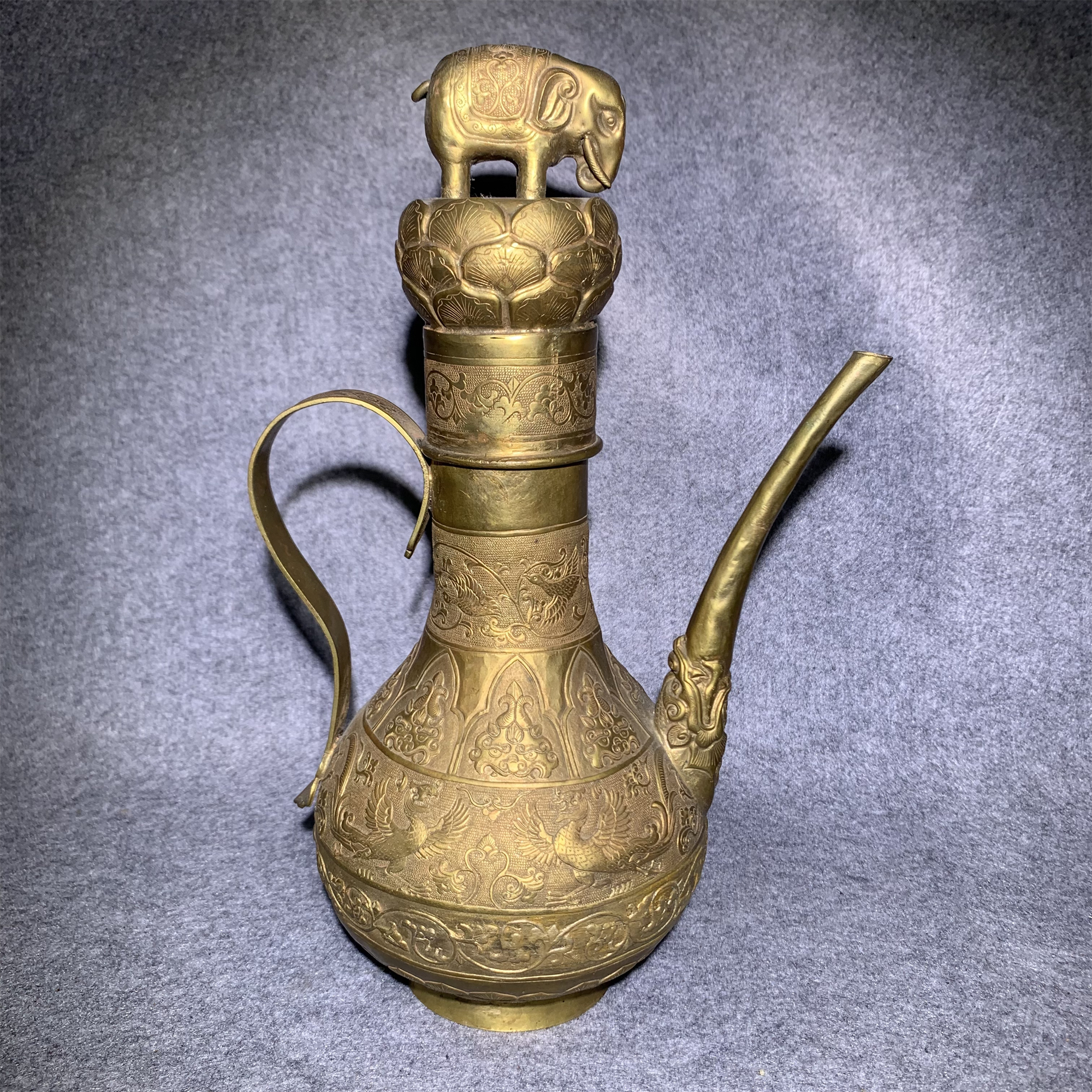 晚清民国铜鎏金执壶/山东省传承文物商店库出7116