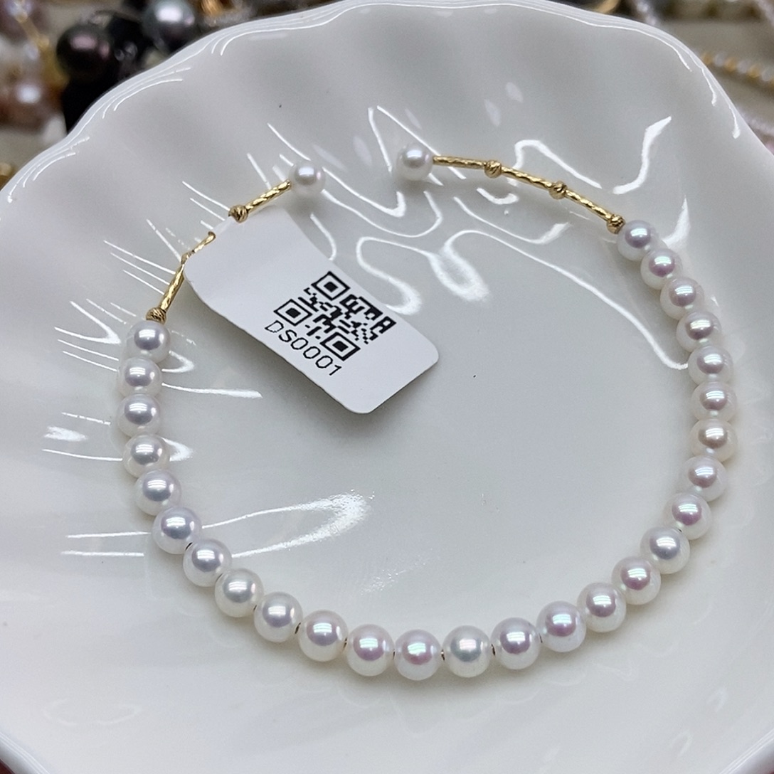 淡水珍珠手镯18K金镶嵌@@DS0001