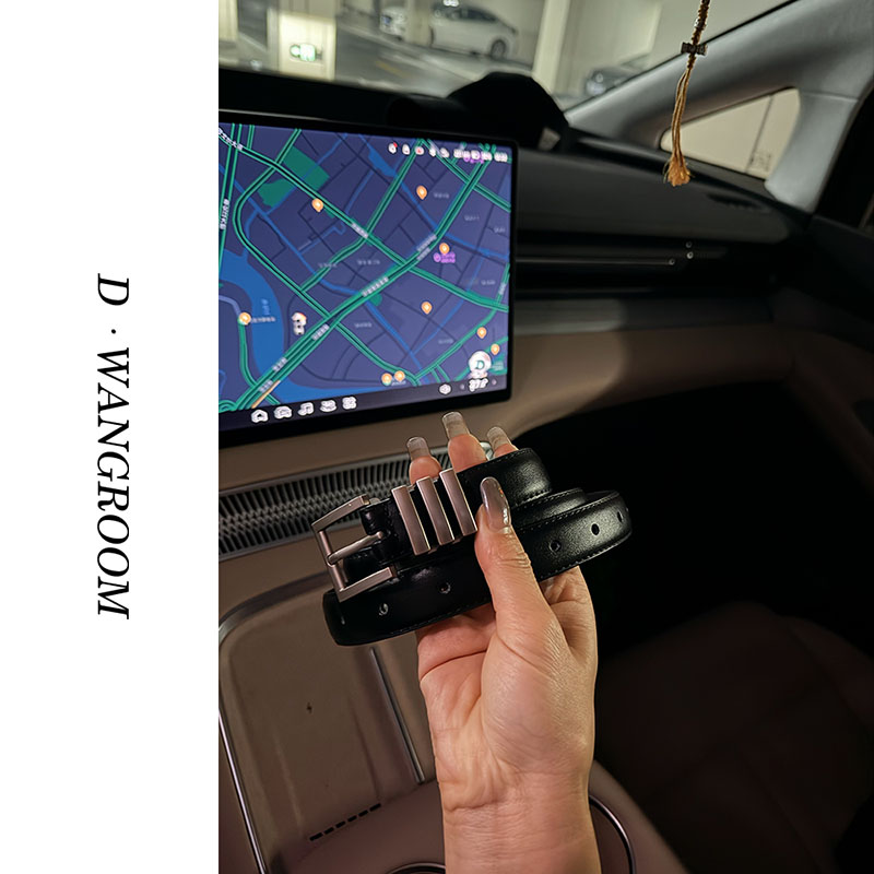 丁小晗【巨好搭配！】老钱风ㅣ百搭单品真皮针扣细腰带黑色皮带B9129