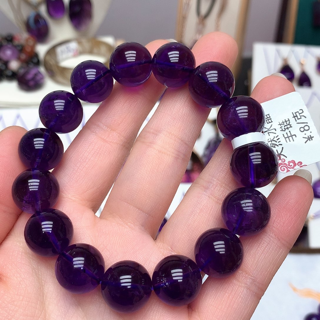 紫晶乌拉圭手串14m m未镶嵌
