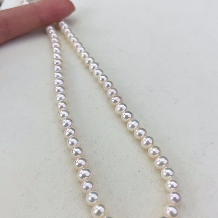 淡水珍珠颈饰银S925镶嵌卡6极光炫彩高品