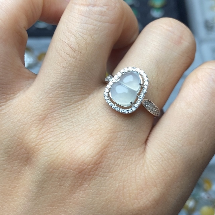 翡翠戒指银S925镶嵌戒指