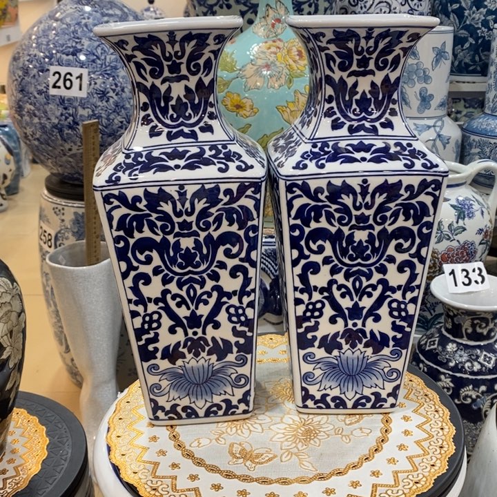 【闪购商品】摆件青**悔陶瓷花瓶摆件，一对