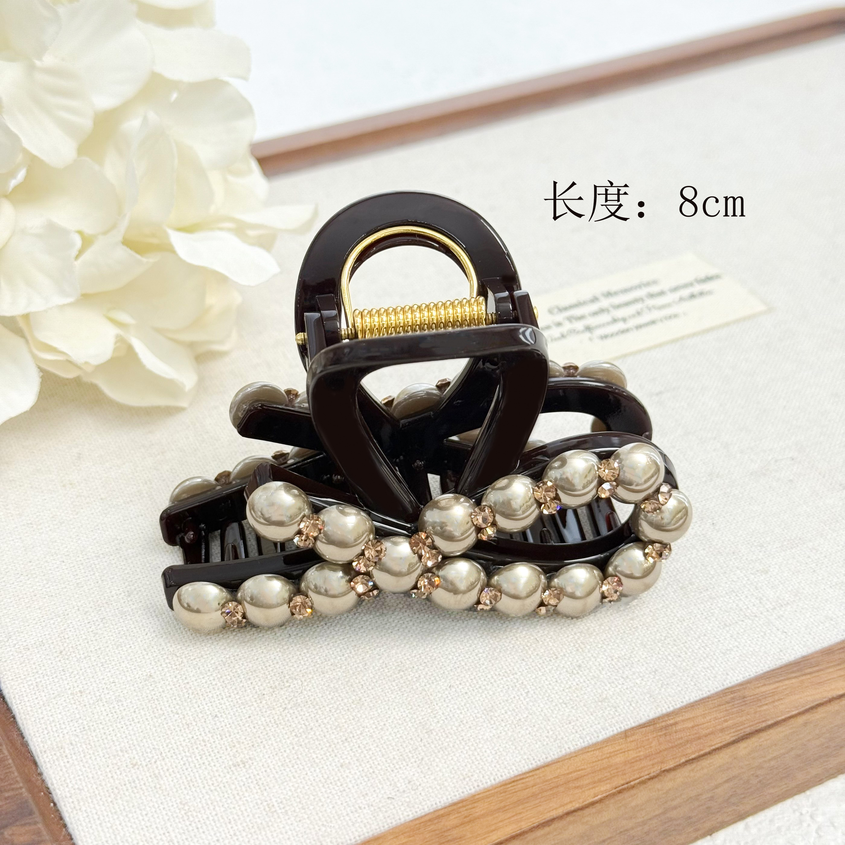 BAOSHATI/宝莎缇BAOSHATI/宝莎缇F-809气质优雅珍珠水钻抓夹8CM