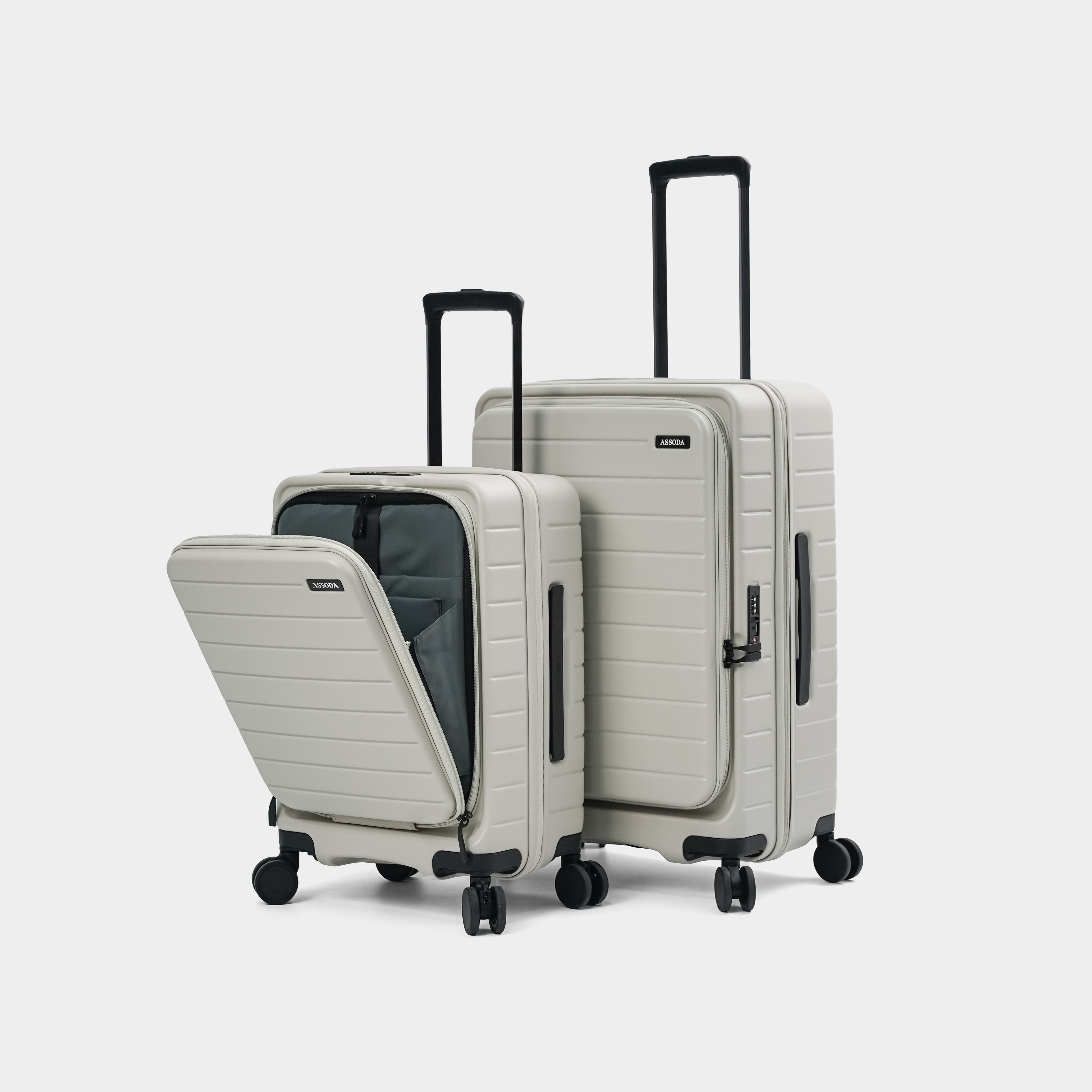 ASSODA/前开盖新款高端旅行箱出差20寸登机静音轮托运登机行李箱