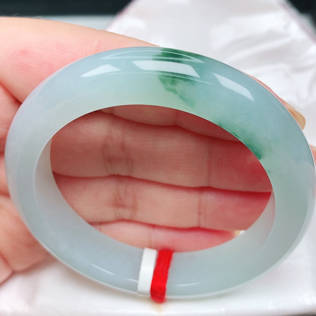 未镶嵌手镯翡翠37冰胶飘花