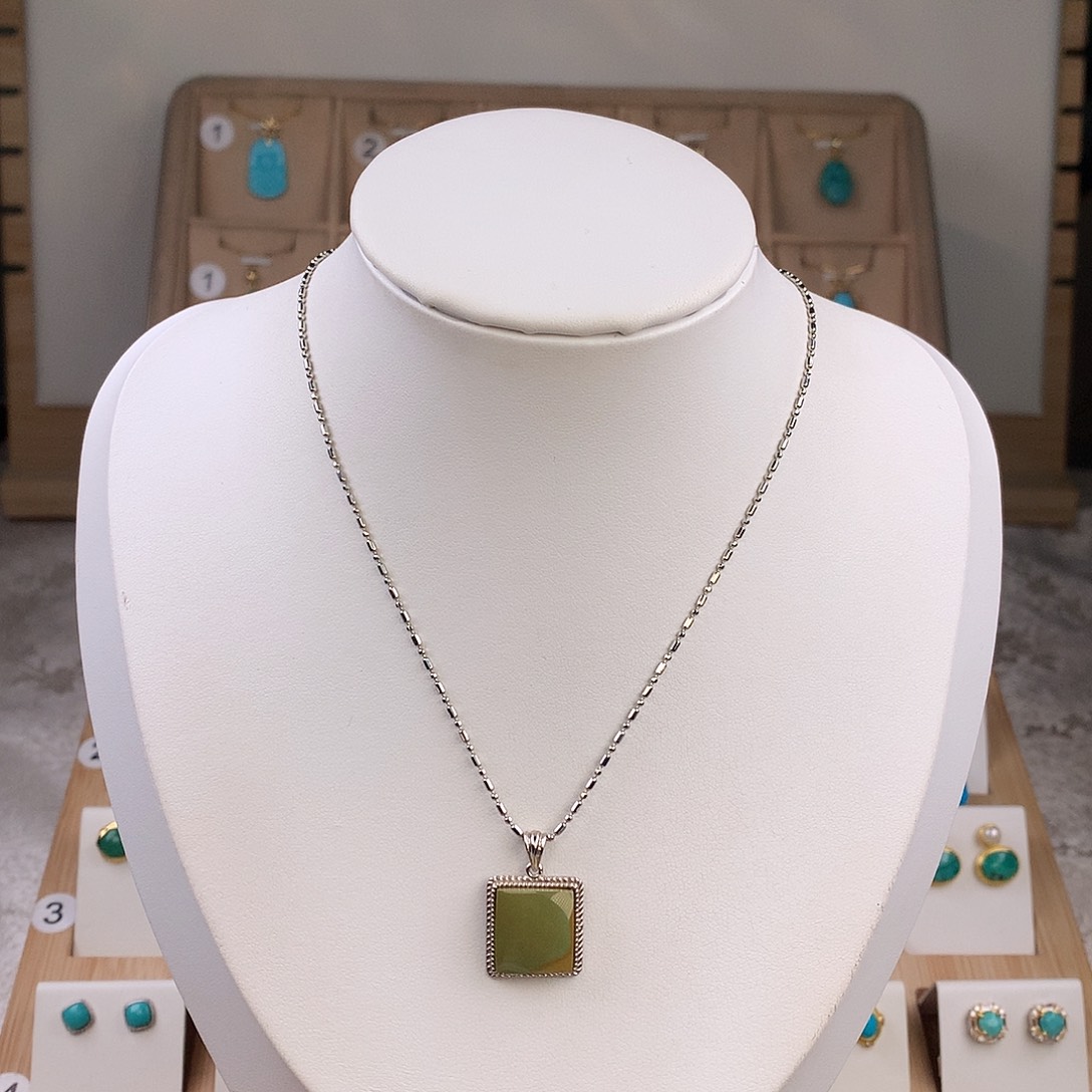 绿松石银S925镶嵌吊坠(不含链)