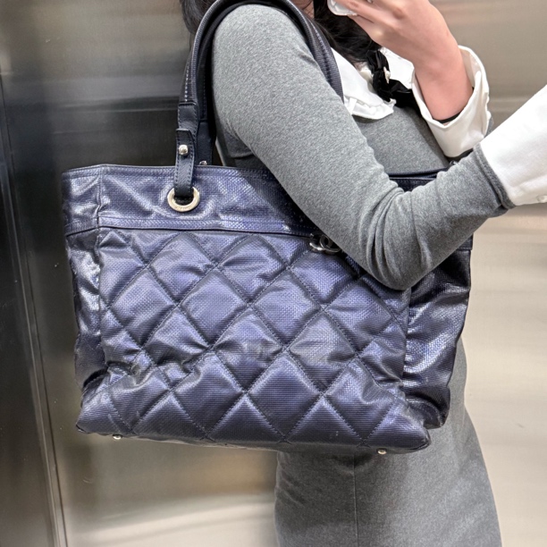 95新 Chanel/香奈儿  chanel蓝紫色菱格托特