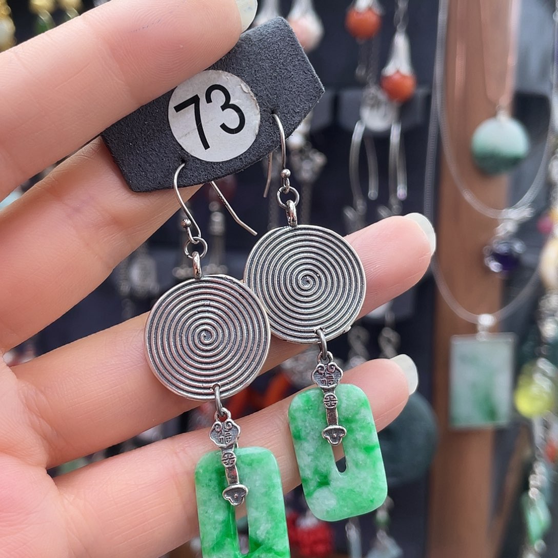 翡翠银S925镶嵌耳饰沉*865yhbhhh